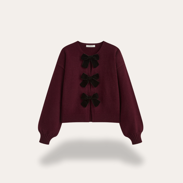 Damen Strickjacke Schleifen Langarm Cardigan | Vestea