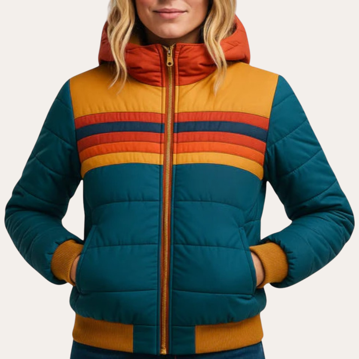 Damen Winter Steppjacke mit Kapuze Retro Stil | Vestea