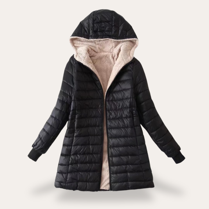 Damen Steppmantel Kapuze Gefüttert Reißverschluss Winterjacke | Vestea