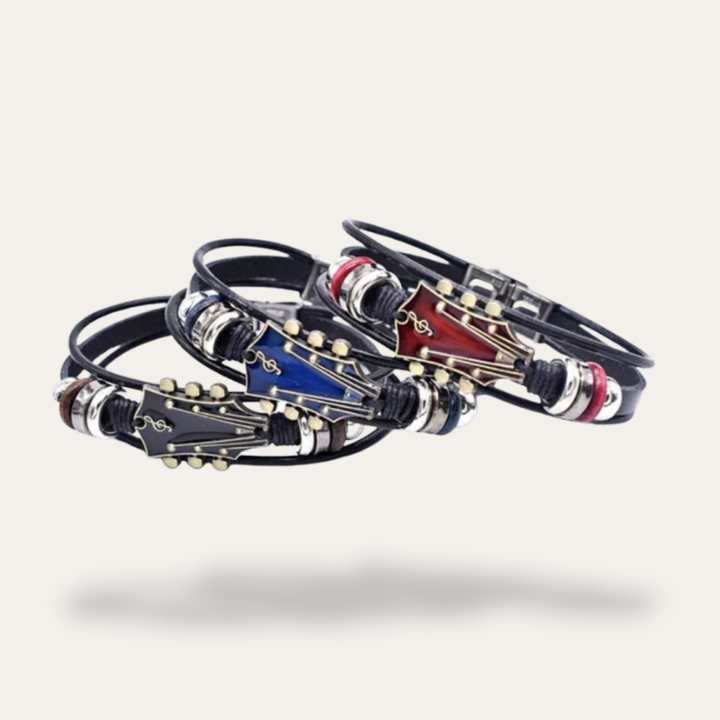 Lederarmband mit Gitarrenanhänger Schmuck | Vestea