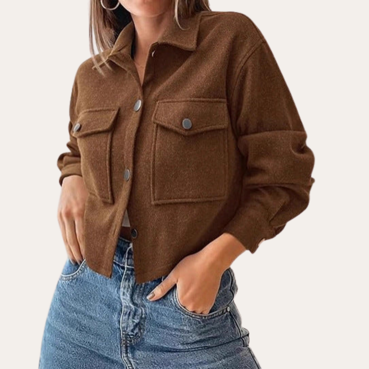 Damen Hemdjacke mit Knöpfen Brusttaschen | Vestea