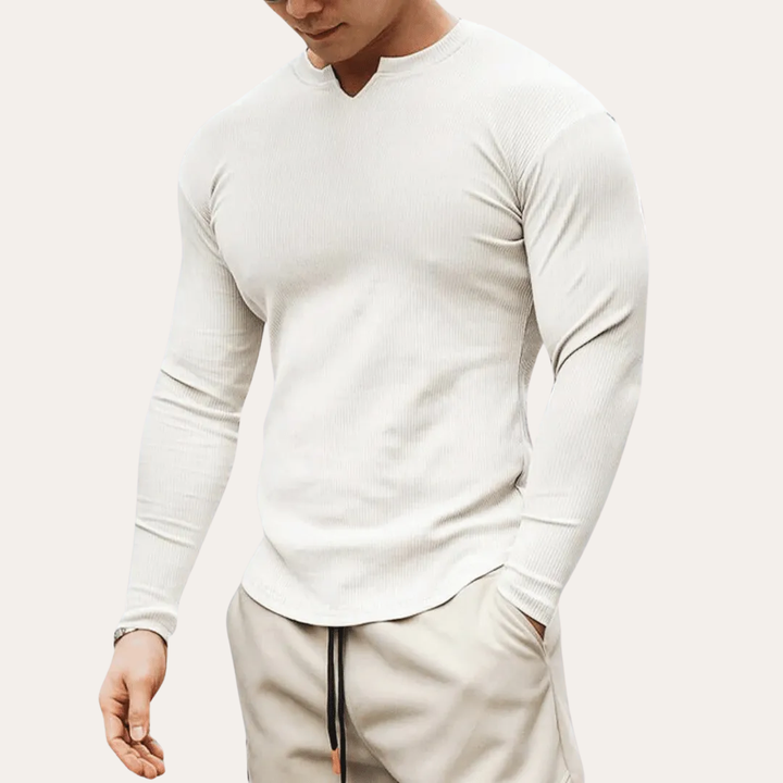 Herren Langarmshirt Slim Fit Rundhals Freizeitmode | Vestea