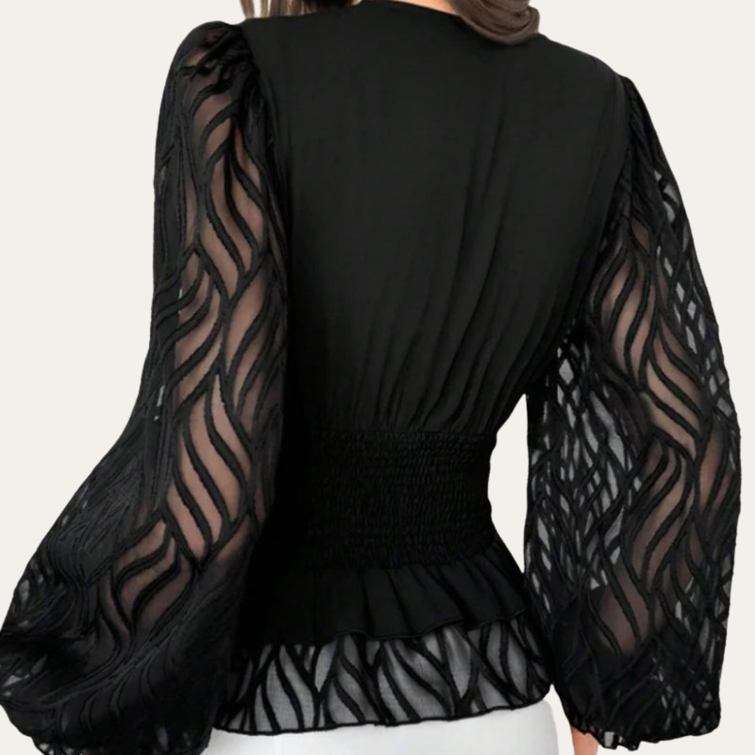 Damen Bluse mit Rüschen und Puffärmeln | Vestea