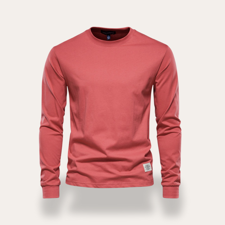 Herren Langarmshirt Rundhals Basic Freizeit Stretch | Vestea