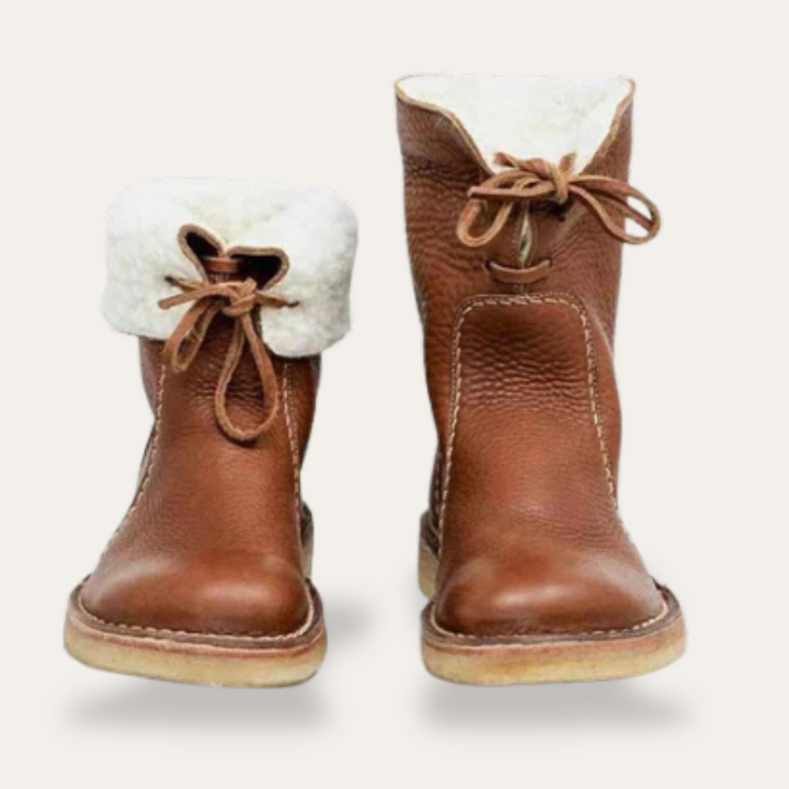 Herren Lederstiefel mit Kunstpelz | Vestea