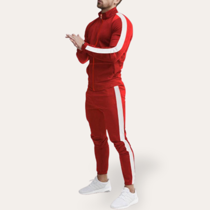 Herren Trainingsanzug mit Reißverschluss Streifen Sport Set | Vestea