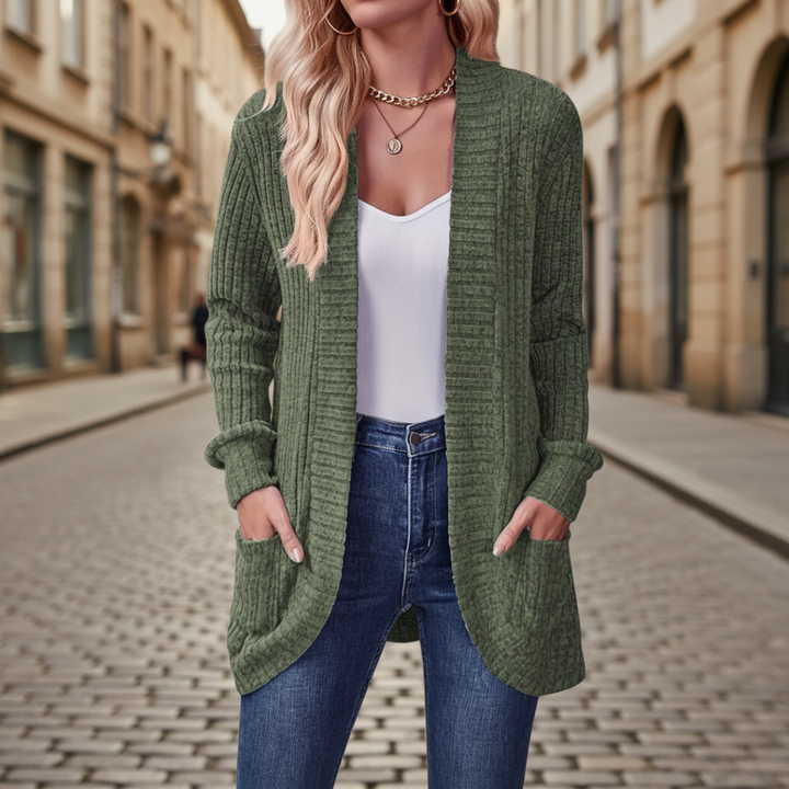 Offene, langärmelige Strickjacke für Damen | Vestea