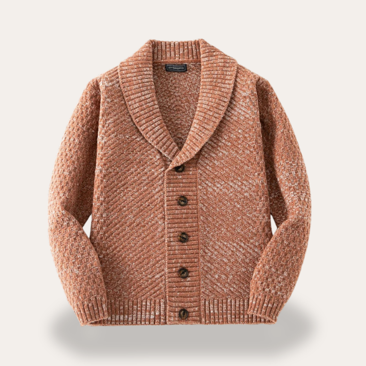 Herren Strickjacke Grobstrick Schalkragen Knopfleiste Wollmix | Vestea