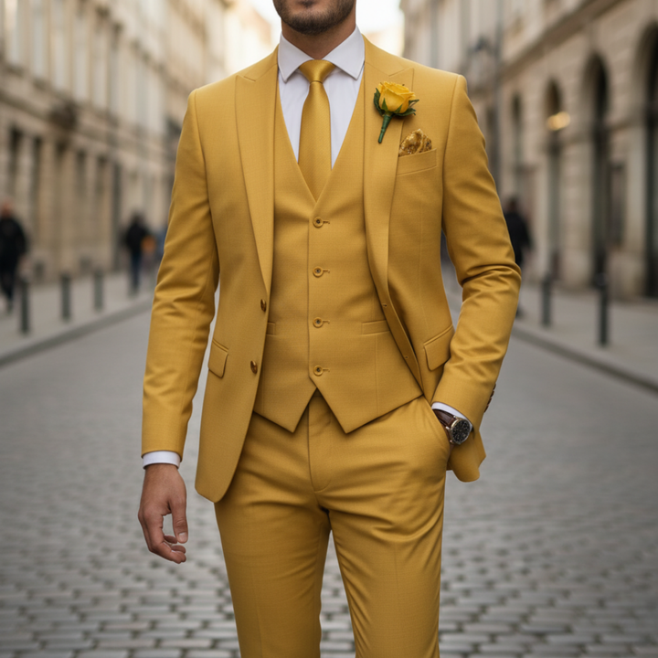 Eleganter dreiteiliger Herrenanzug aus Polyester | Vestea