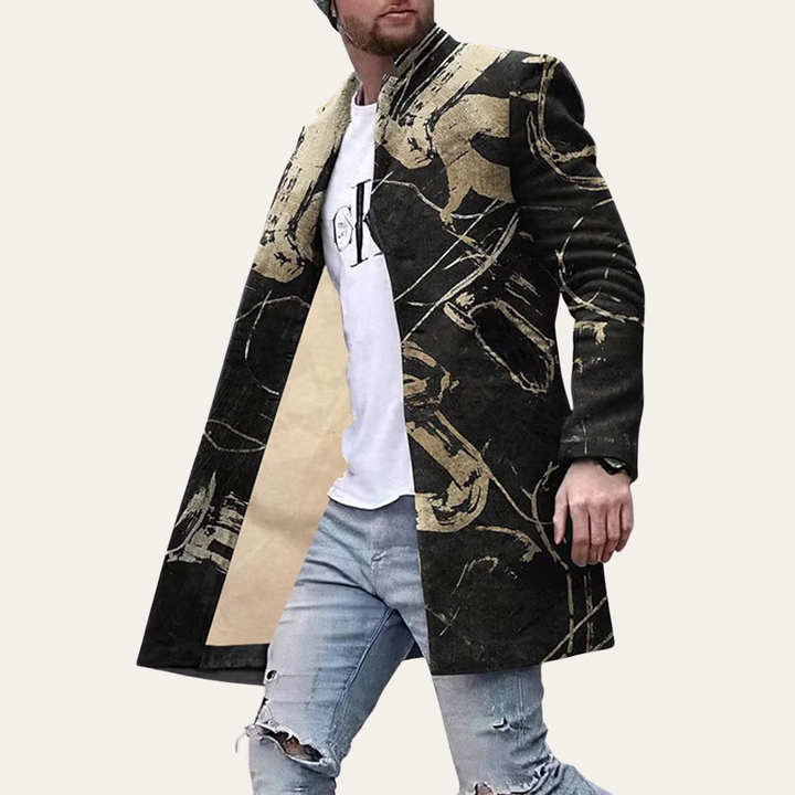 Herren Langmantel mit abstraktem Print | Vestea
