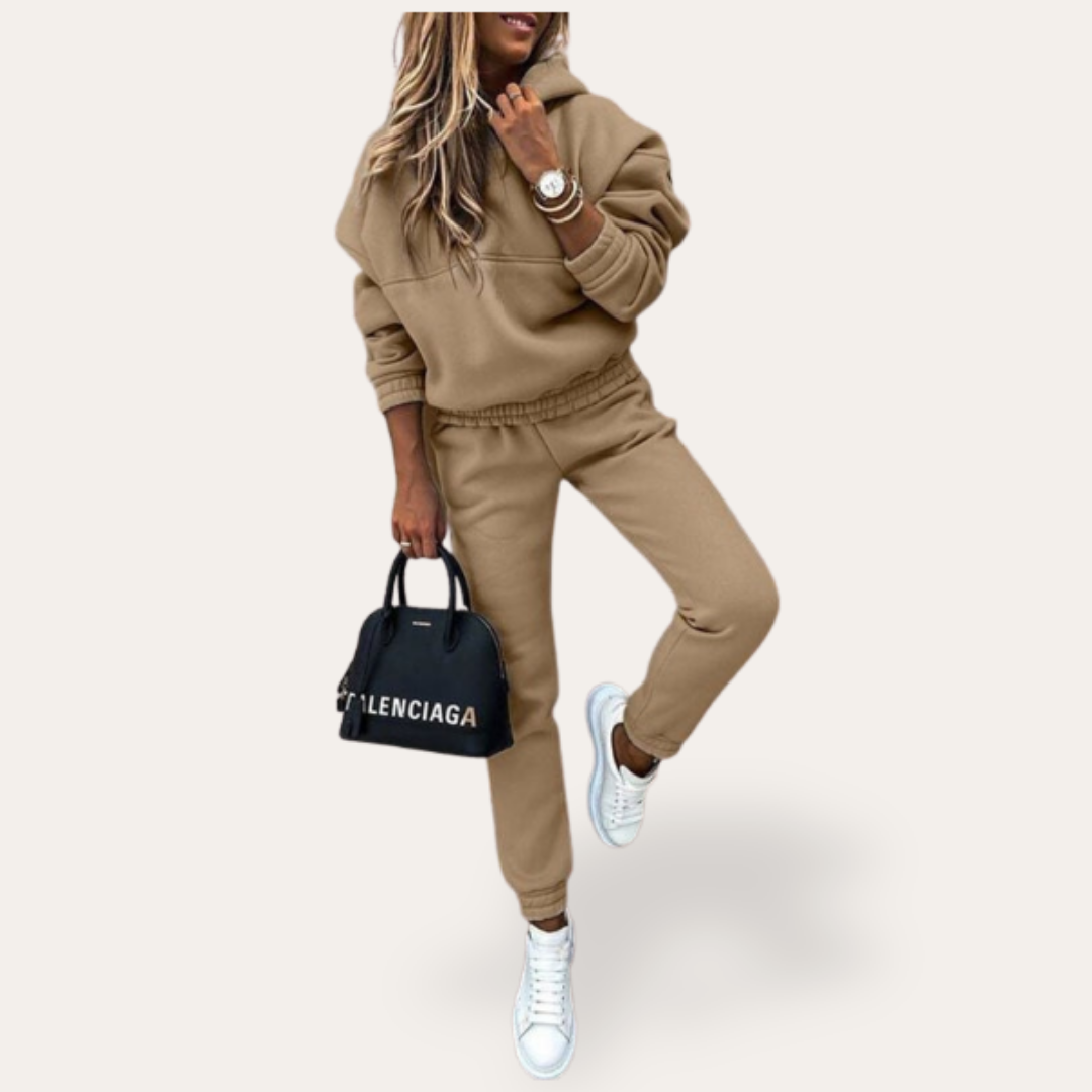 Damen Freizeitanzug Zweiteiler mit Hoodie Baumwollmischung | Vestea