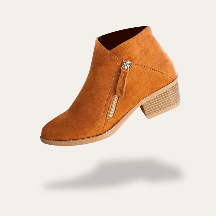 Orthopädische Damen Stiefeletten mit Blockabsatz und Reißverschluss | Vestea