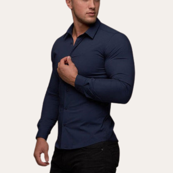 Herren Slim Fit Hemd Langarm Stretch Business | Vestea