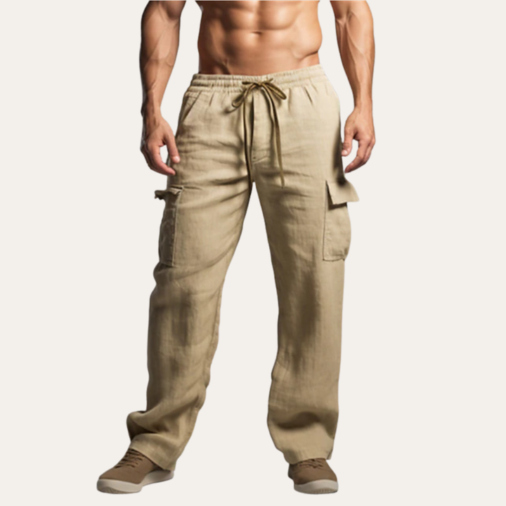 Herren Leinen Cargo Hose, Bequeme, atmungsaktive Sommerhose | Vestea