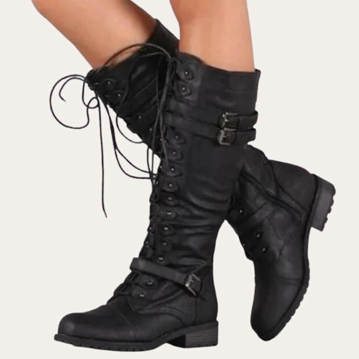 Orthopädische Damen Stiefel mit Schnürung und Schnalle | Vestea