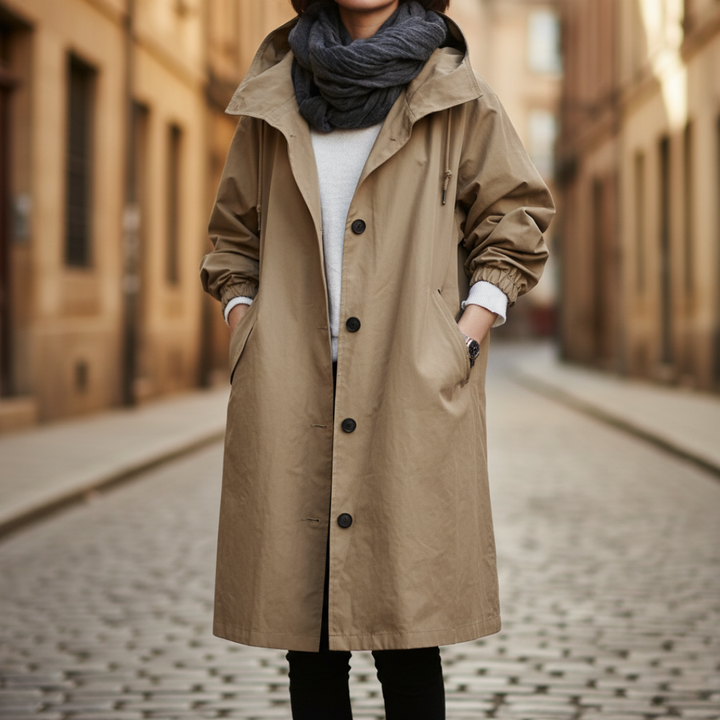 Damen Übergangsmantel mit Kapuze Langmantel Streetwear | Vestea