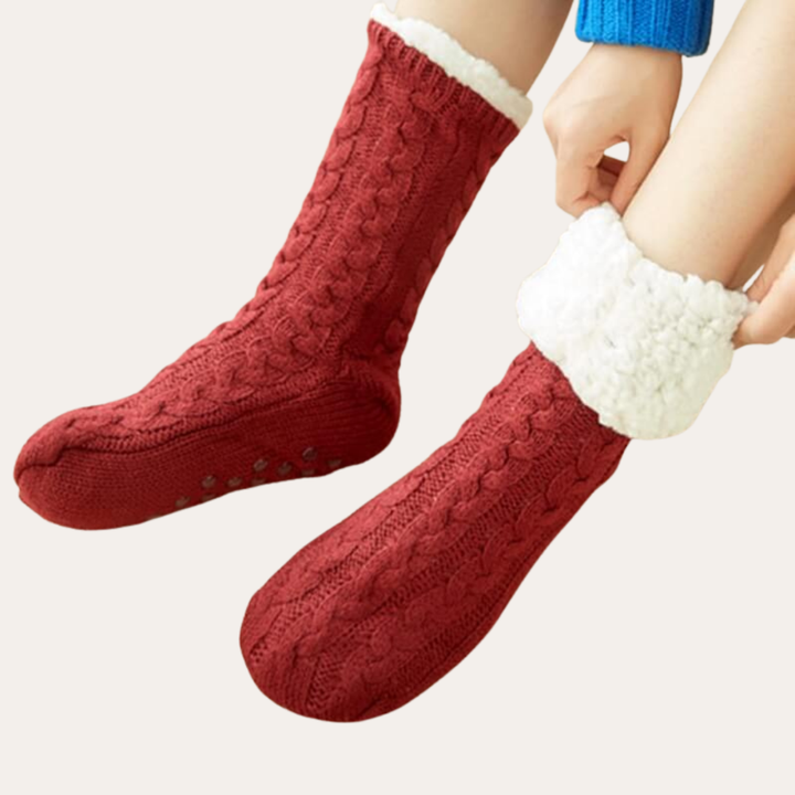 Damen Thermo Kuschel Haussocken mit Rutschfeste Sohle | Vestea