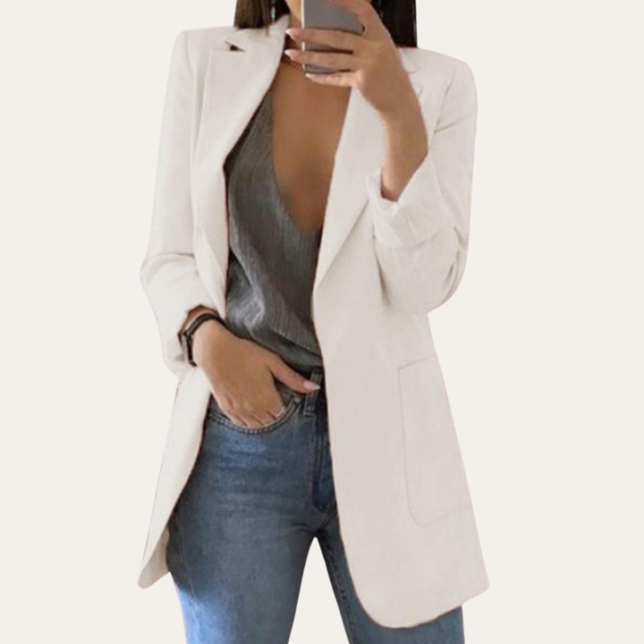 Damen Leinenmix Blazer Langarm Modern | Vestea