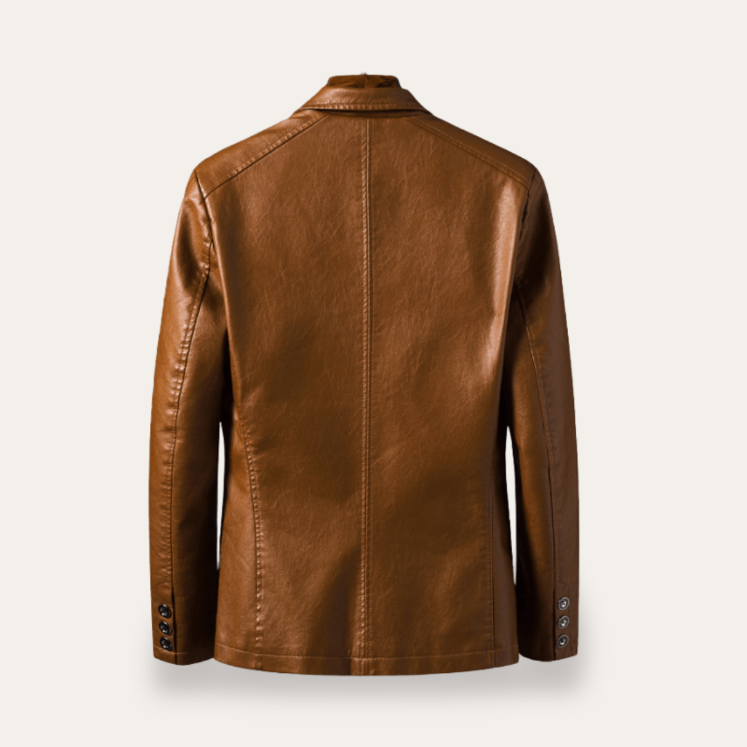 Herren Lederjacke mit Zwei-Knopf-Verschluss | Vestea