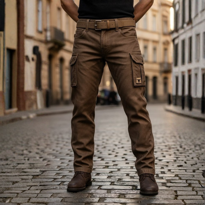 Pantalones de carga aislados de lona de algodón de pierna recta para hombre