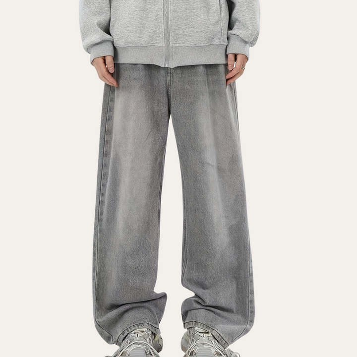 Herren Baggy Jeans Weites Bein Grau | Vestea