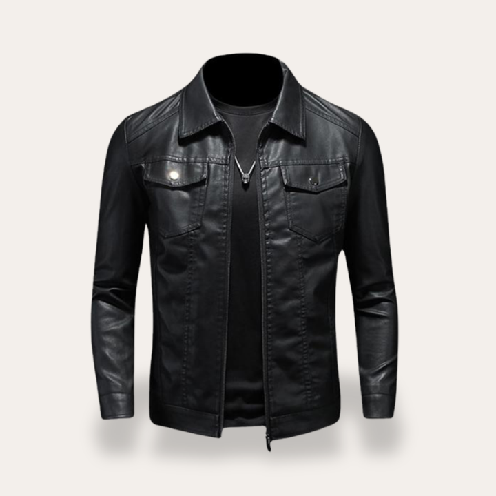 Herren Kunstlederjacke Biker Slim Fit Retro | Vestea