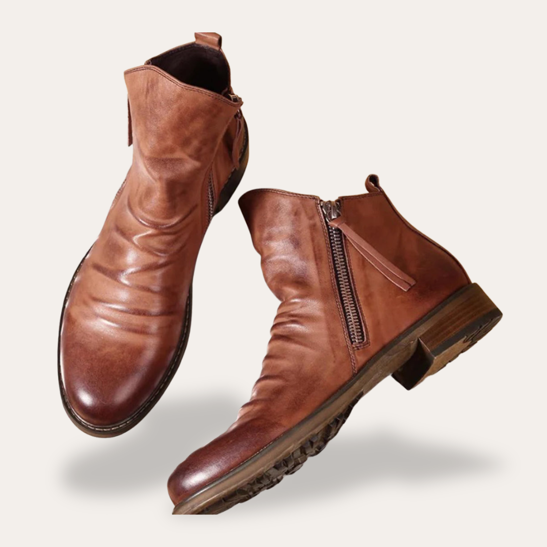 Damen orthopedische Leder-Stiefelette mit Reißverschluss | Vestea