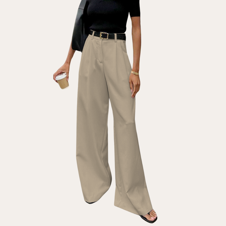 Damen Hose High Waist Weites Bein Elegant Anzugstil | Vestea
