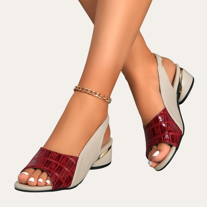 Damen Orthopädische Sandalen Leder Slingback Absatz | Vestea