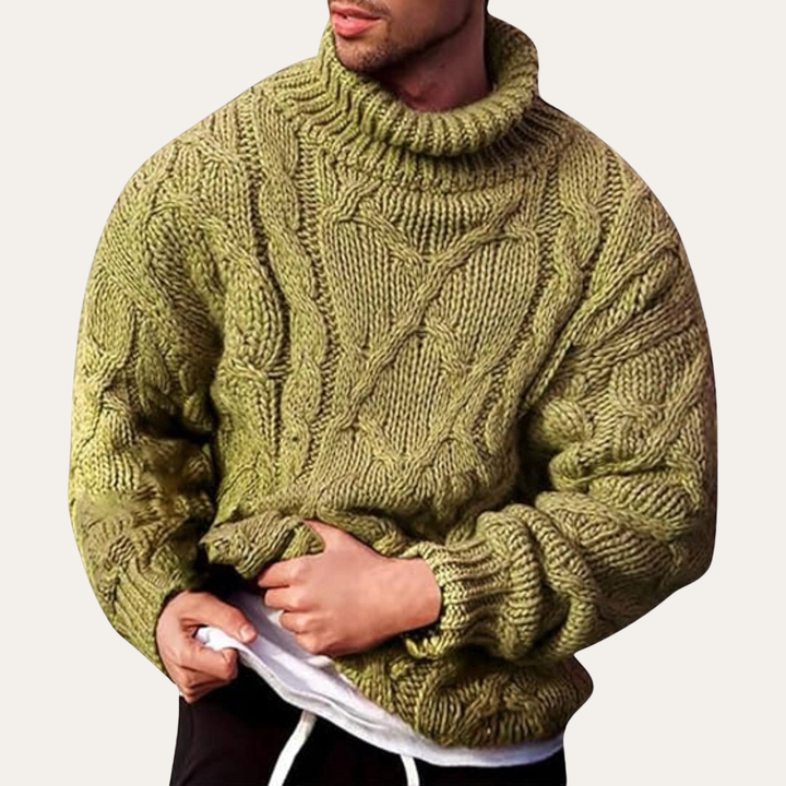 Herren Strickpullover mit Rollkragen Zopfmuster | Vestea