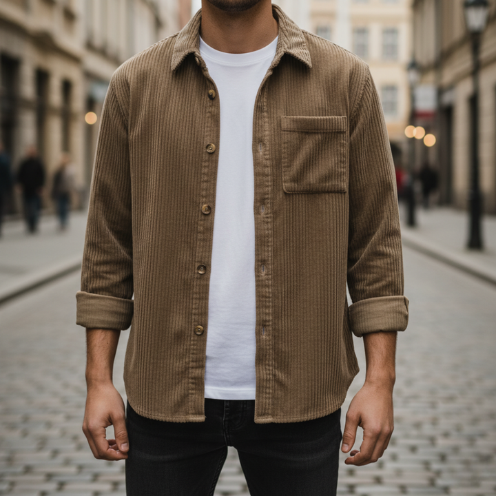 Herren Cordhemd Langarm Casual Shirt | Vestea