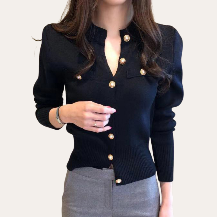 Damen Strickjacke mit Goldknöpfen Elegant | Vestea