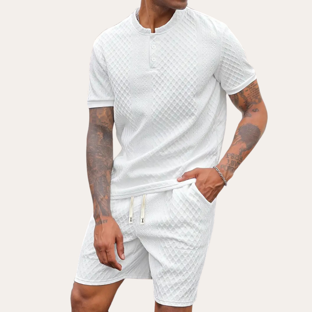 Herren Sommer-Set aus atmungsaktivem Kurzarmhemd und Shorts | Vestea