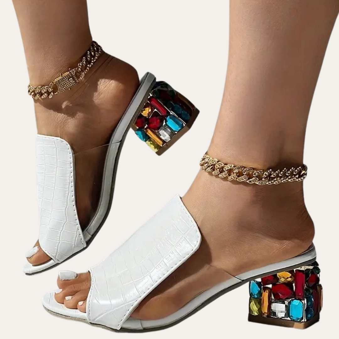 Damen Scarpe Ortopediche Sandalen mit PVC und Kristallabsatz | Vestea
