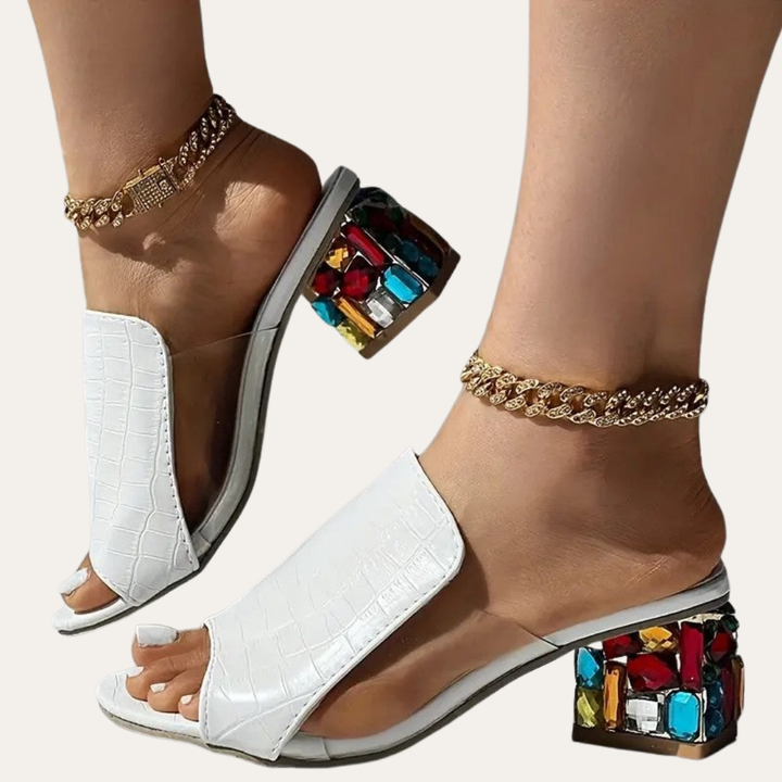 Damen Scarpe Ortopediche Sandalen mit PVC und Kristallabsatz | Vestea