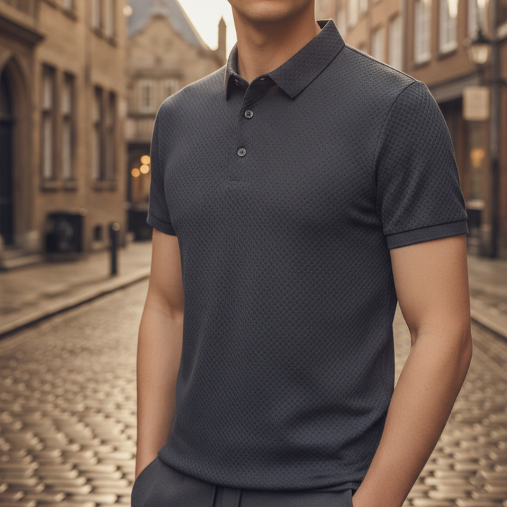 Camiseta tipo polo de punto texturizado para hombre