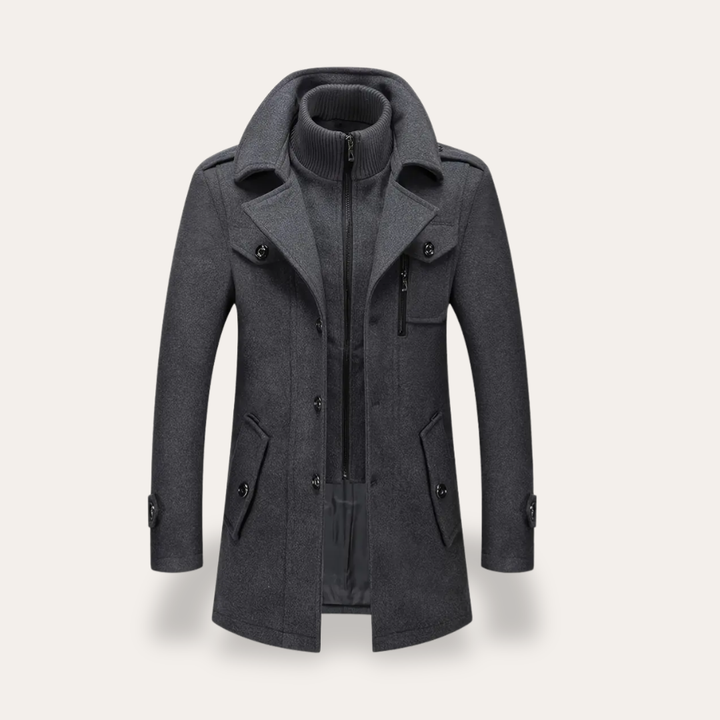 Herren Wollmantel mit Innenjacke Slim Fit | Vestea