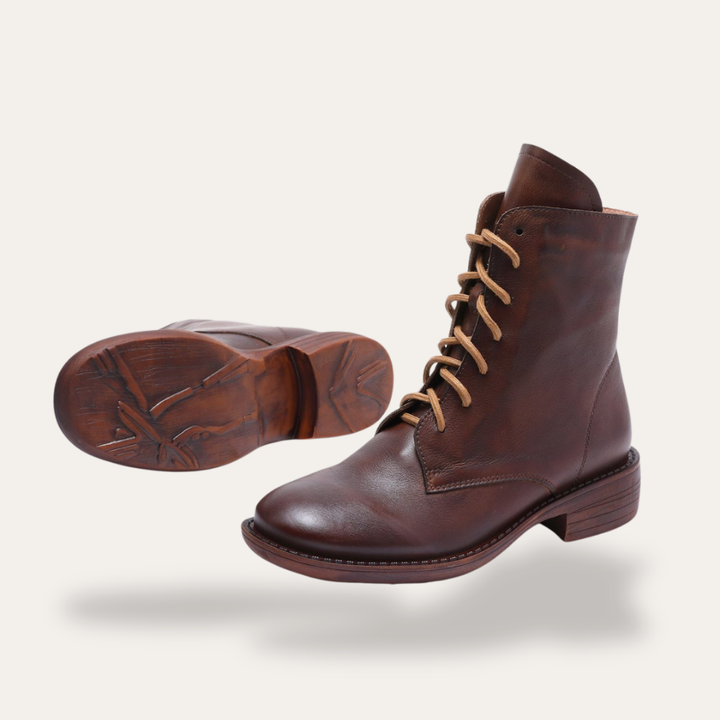 Orthopädische Leder Stiefel mit Schnürung für Damen | Vestea