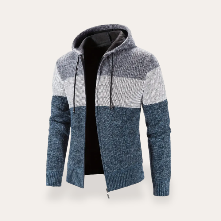 Herren Kapuzenjacke Materialmix Strick gefüttert | Vestea