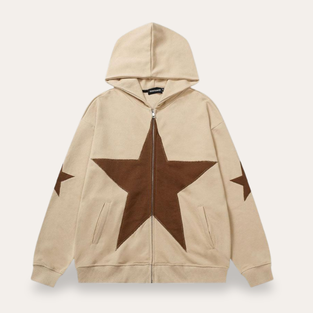 Herren Hoodie mit Sternmuster und Reißverschluss Kapuze | Vestea