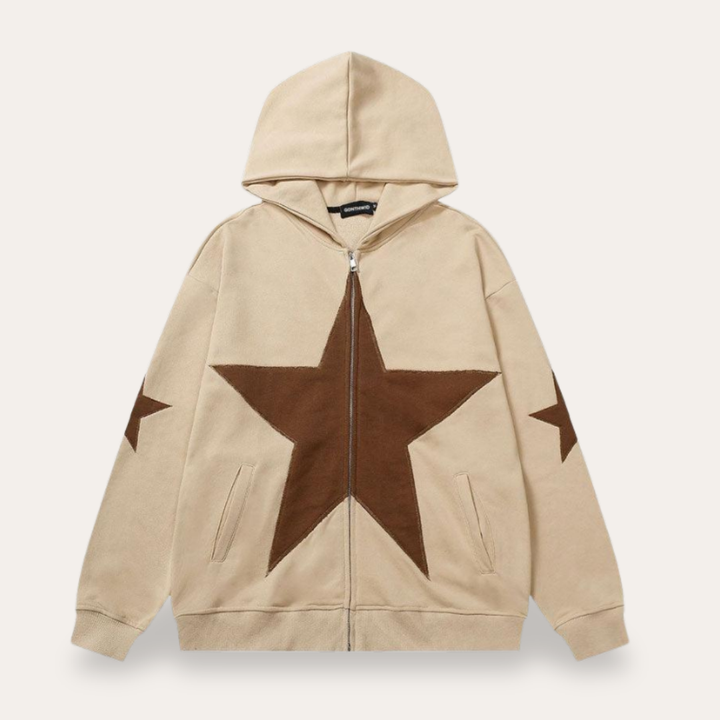 Herren Hoodie mit Sternmuster und Reißverschluss Kapuze | Vestea