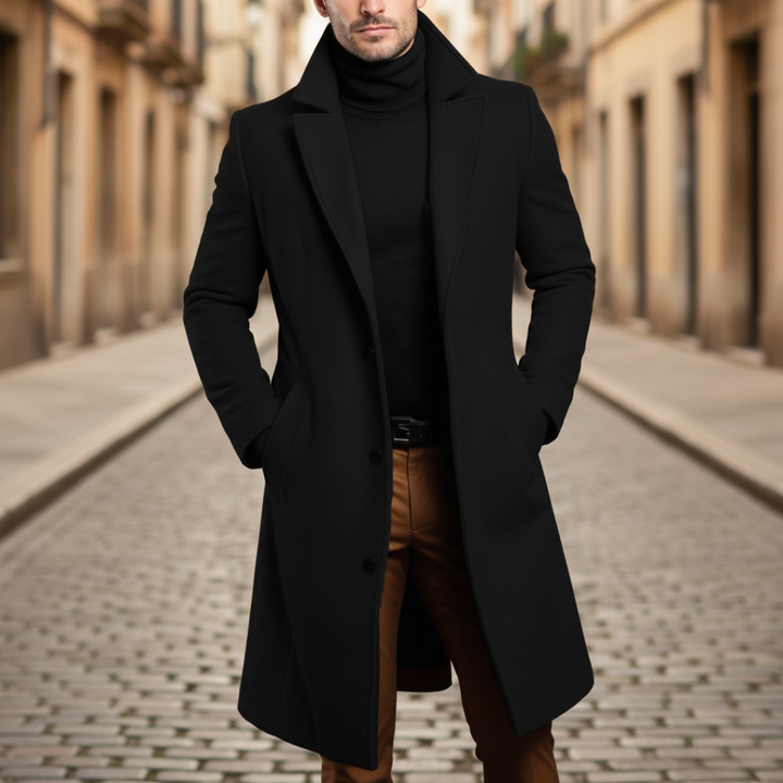 Herren Wollmix Mantel Schwarz Winter | Vestea