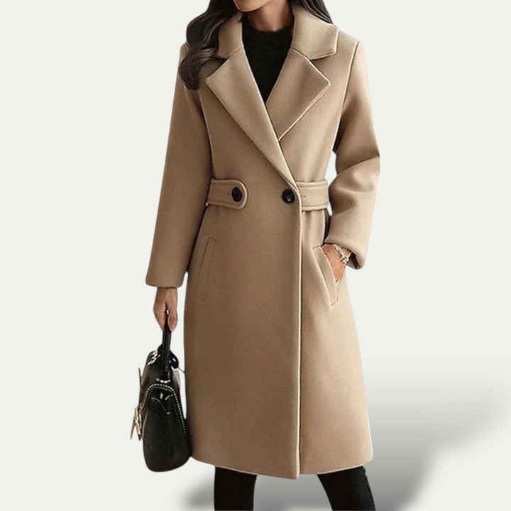 Damen Mantel – Langer Textil Wintermantel | Vestea