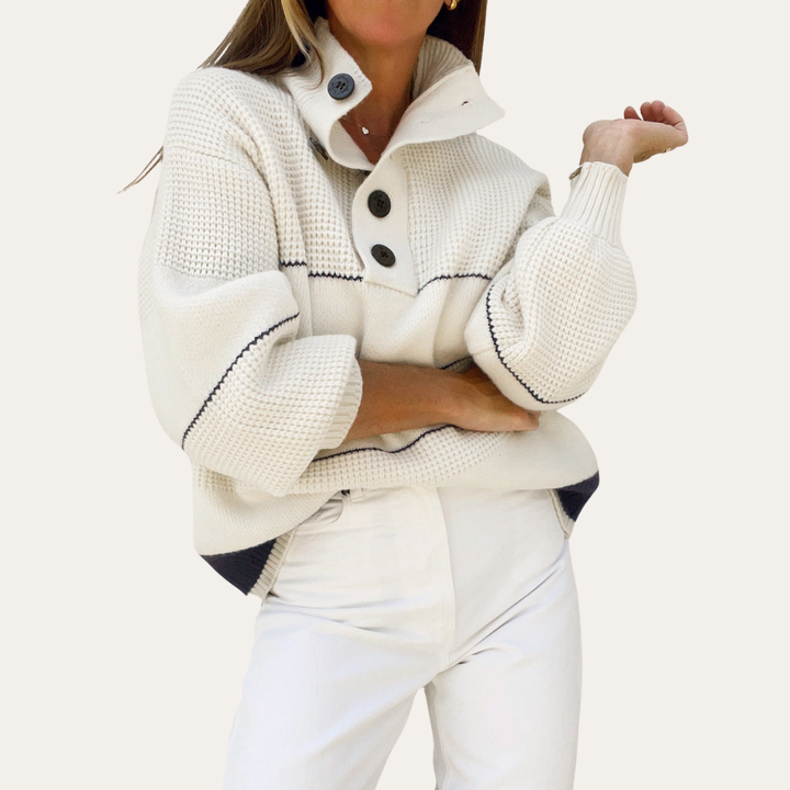 Damen Strickpullover Langarm Knopfleiste | Vestea