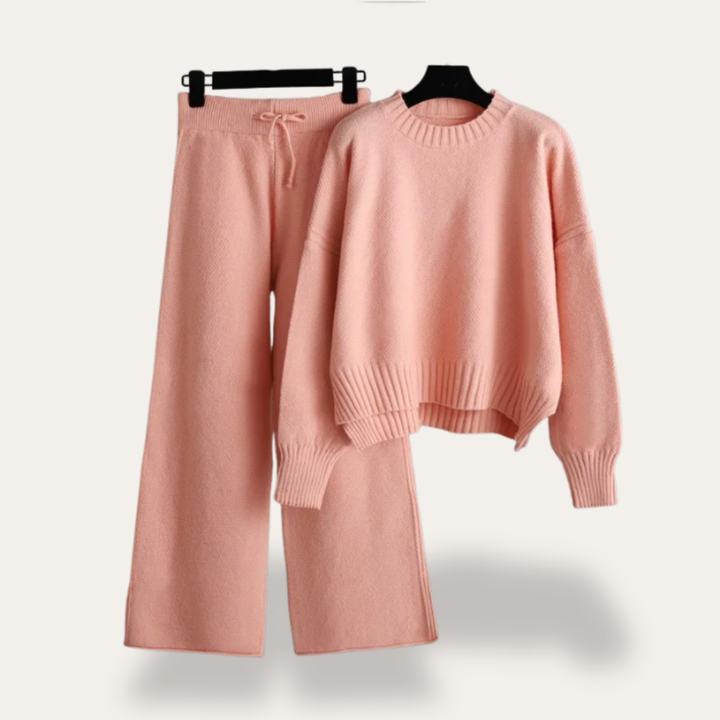 Damen Strick-Zweiteiler Set mit Pullover und Hose Acrylmischung | Vestea