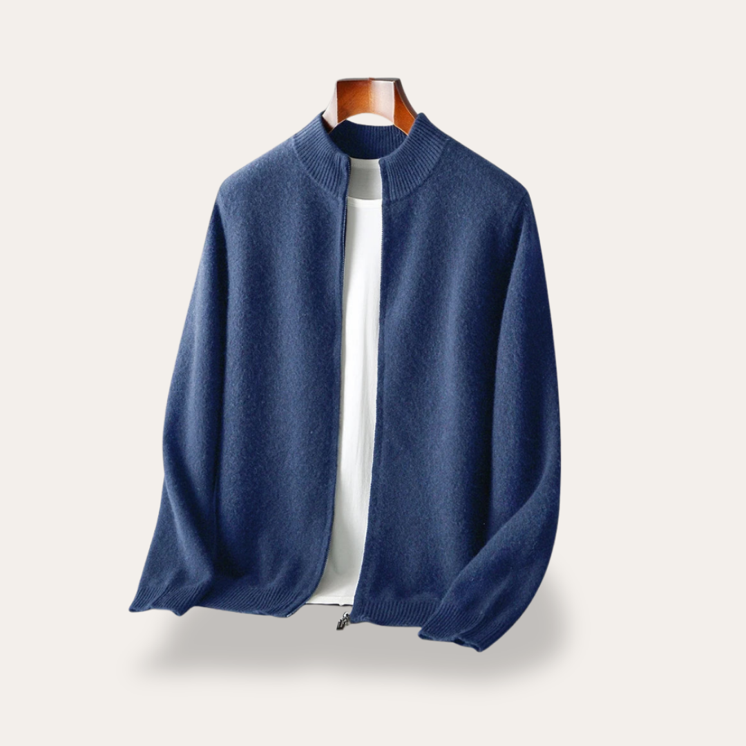 Herren Strickjacke mit Reißverschluss Stehkragen | Vestea