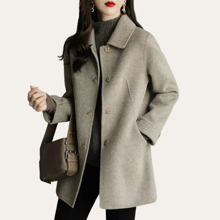 Damen Wollmantel Kurz Elegant Knopfleiste Herbst Wintermantel | Vestea