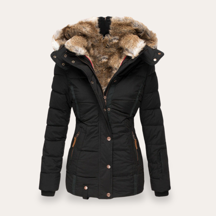 Damen Winterjacke mit Kapuze und Kunstfellbesatz | Vestea