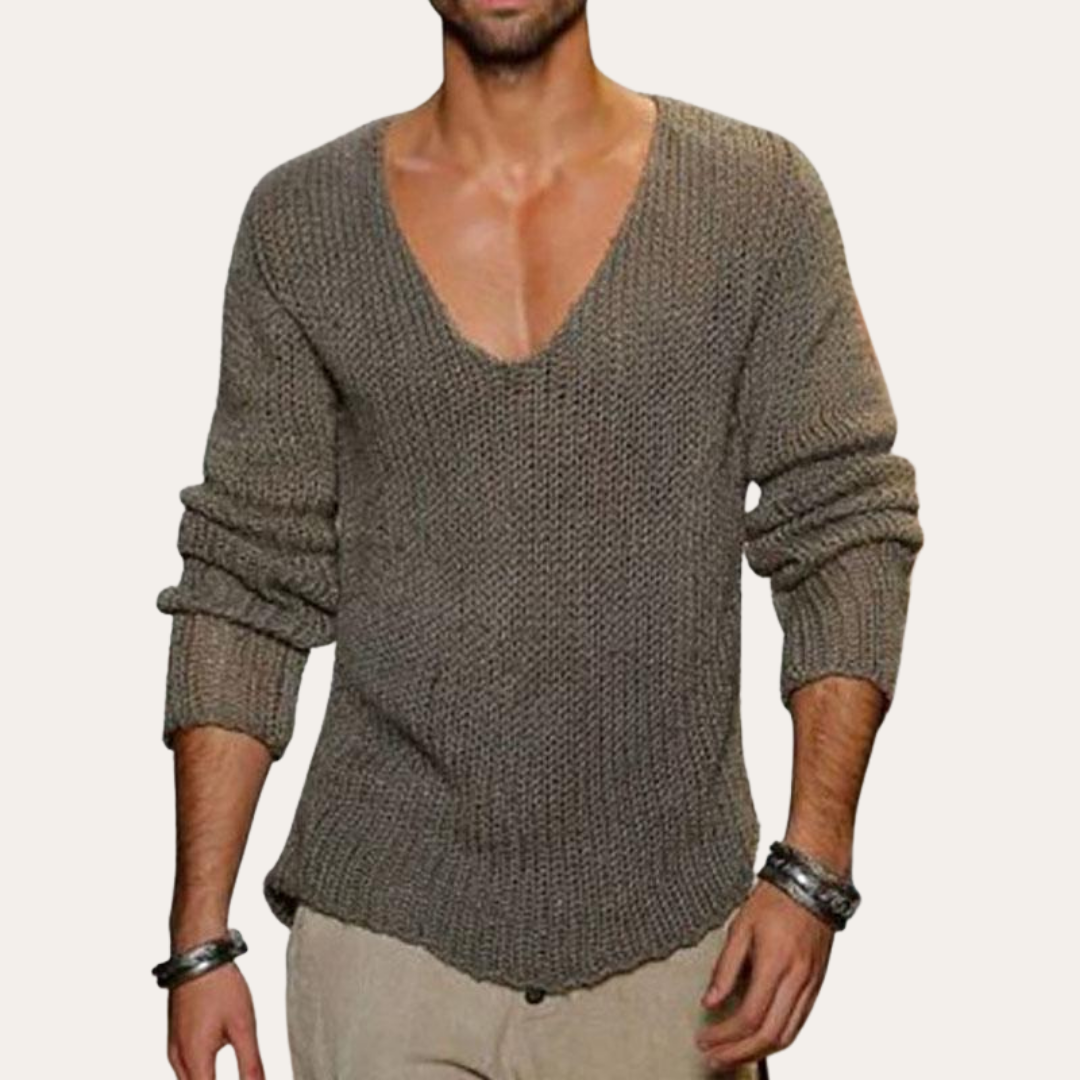 Herren Strickpullover mit tiefem V-Ausschnitt | Vestea