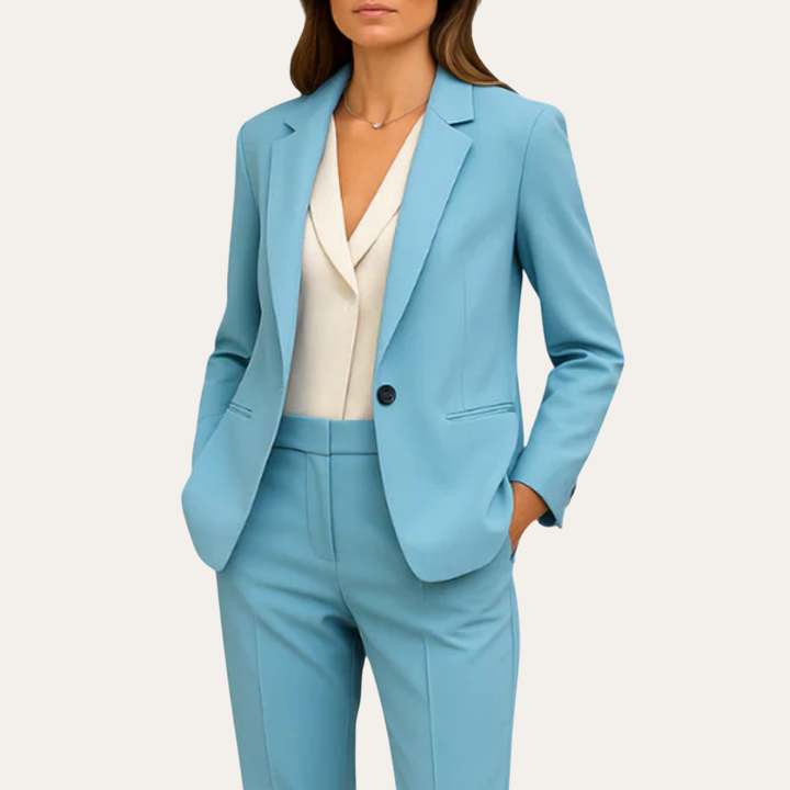 Damen Anzughose Blazer Set Businessanzug Polyester Slim Fit Mehrfarbig | Vestea